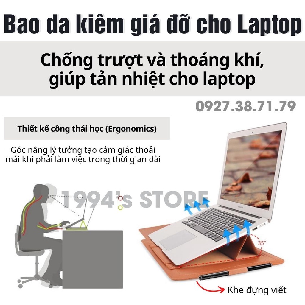 [CO SẴN] Bao da Laptop cho Macbook Air, Macbook Pro và Macbook M1 11 12 13.3 15 inch - Tặng kèm nhiều phụ kiện