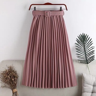 Chân Váy dập ly dáng dài kèm đai lưng