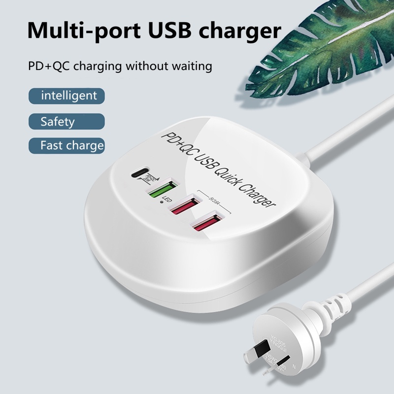 Bộ sạc đa năng USB Bộ sạc văn phòng du lịch đa cổng QC3.0 Bộ sạc điện thoại di động cắm sạc nhanh PD20W