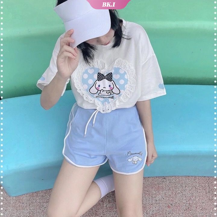 SANRIO Quần Short Thể Thao Lưng Cao Co Giãn In Họa Tiết Hoạt Hình Kuromi Dễ Thương Phong Cách Hàn Quốc Cho Nữ Y2k