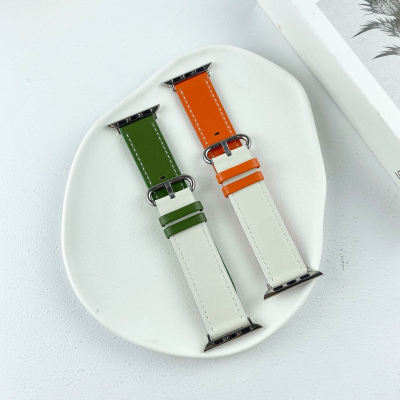 Dây Đeo Bằng Da Nhiều Màu Sắc Cho Đồng Hồ Thông Minh Apple watch 44mm 40mm 45mm 41mm 42mm 38mm iWatch series 3 4 5 6 SE 7