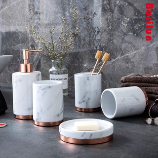 Set đồ đựng phòng tắm bằng sứ cao cấp họa tiết vân đá