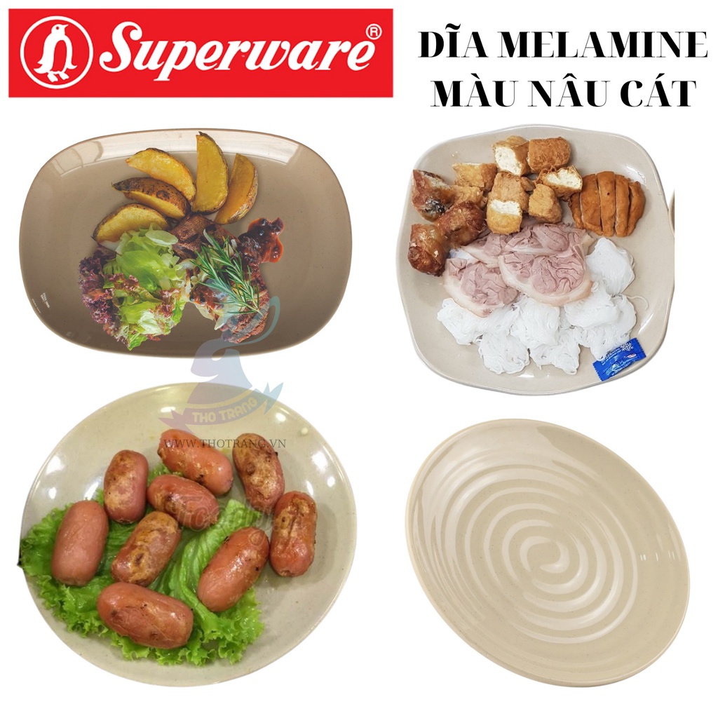 Dĩa Màu Nâu Nhựa Melamine Srithai Superware Thái Lan Cao Cấp