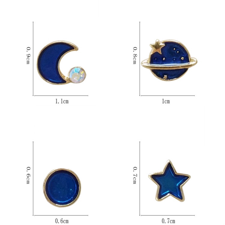 Khuyên tai họa tiết ngôi sao &amp; mặt trăng 2 màu dễ thương