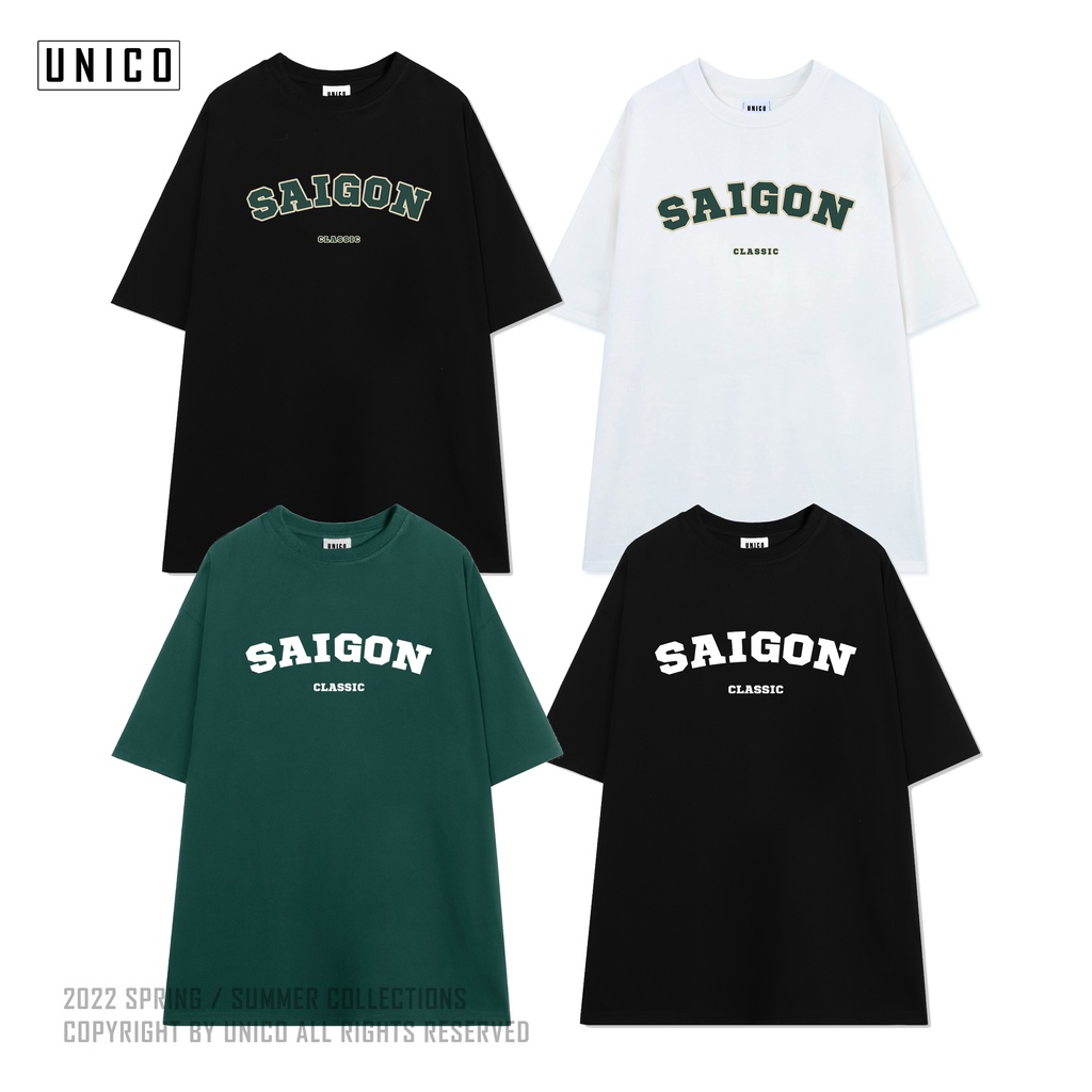Áo Thun SAIGON CLASSIC áo phông Nam Nữ tay lỡ 100% cotton nhiều màu - UNICO