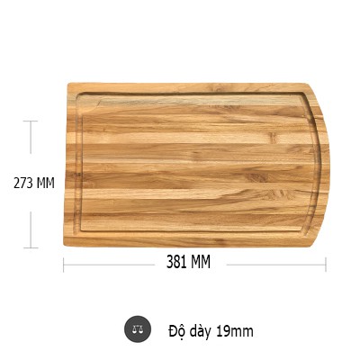 Thớt gỗ TEAK nhập khẩu trang trí đồ ăn 381*273*19mm - Thớt gỗ kháng khuẩn không mùn không mốc Wood Cutting Board