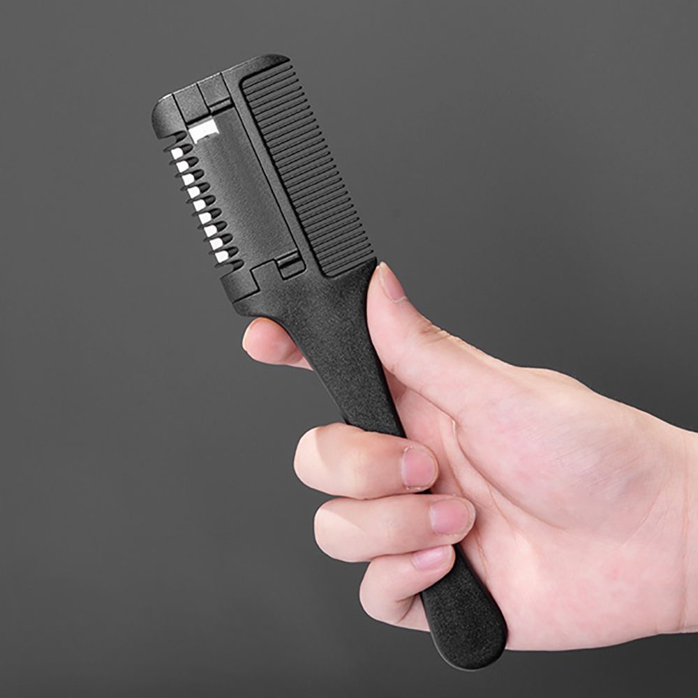 [Hàng mới về] Lược chải tóc có lưỡi dao cạo tỉa lông mày cán carbon chuyên dụng nhiều màu cho salon