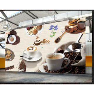 Tranh dán quán cafe trà sữa trà chanh 3D