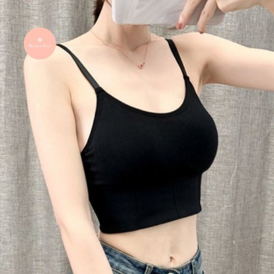 Áo lót bra tập gym yoga, brallte chất cotton co dãn, dài ôm kín người, Queennga