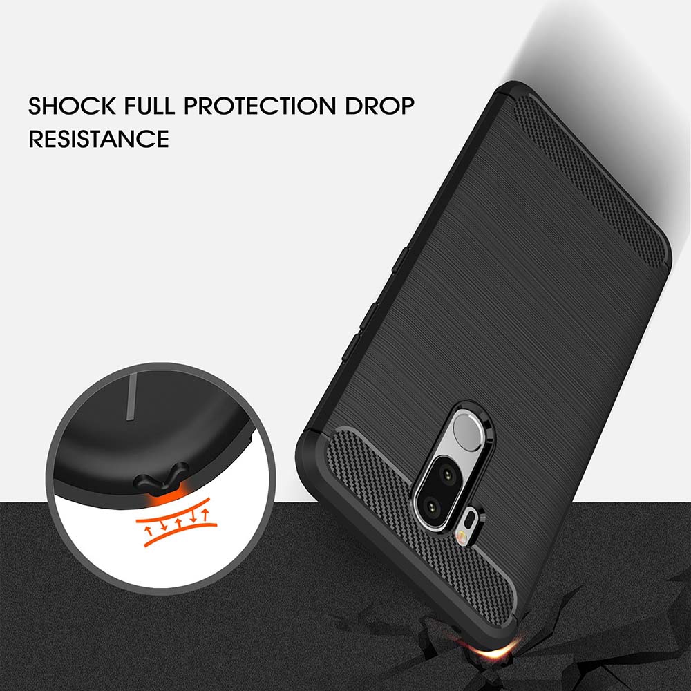 LG G7 G8 ThinQ G6 Q6 Q7 Plus V30s V40 V50 ThinQ Luxury Soft TPU Silicone Carbon Fiber Matte Shockproof Bumper Case Cover