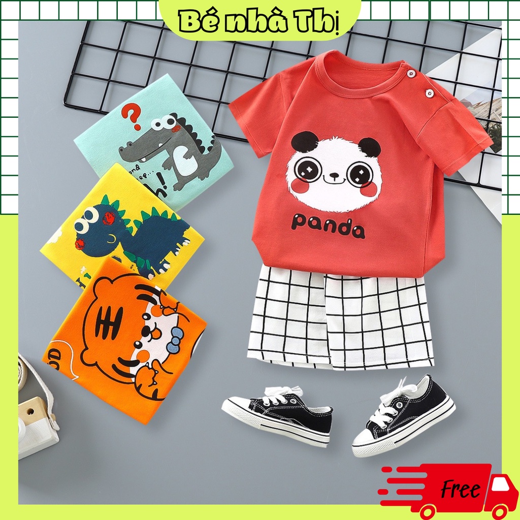 Bộ quần áo cộc tay cho bé Bộ đồ bé trai bé gái in hình dễ thương cotton mềm mát BC04 - BÉ NHÀ THỊ