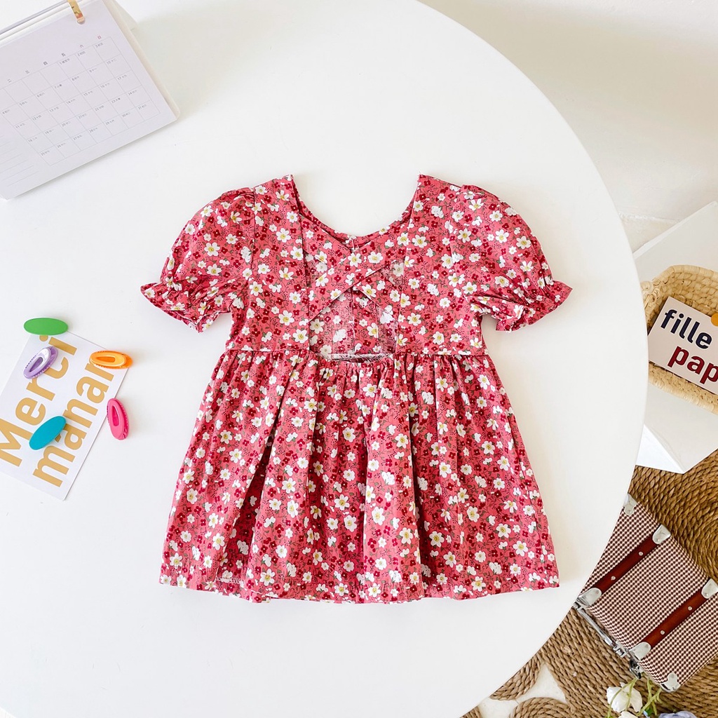 Sanlutoz Đầm Công Chúa Tay Ngắn Bằng Cotton In Hoa Dễ Thương Thời Trang Cho Bé Gái