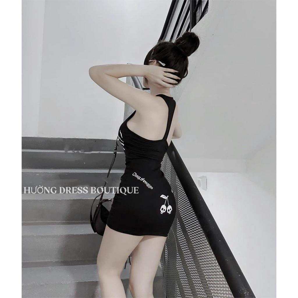 Đầm sát nách có mút in hình chất thun lạnh co giãn thích hợp mặc đi chơi đi dạo đi tiệc phù hợp mọi phong cách