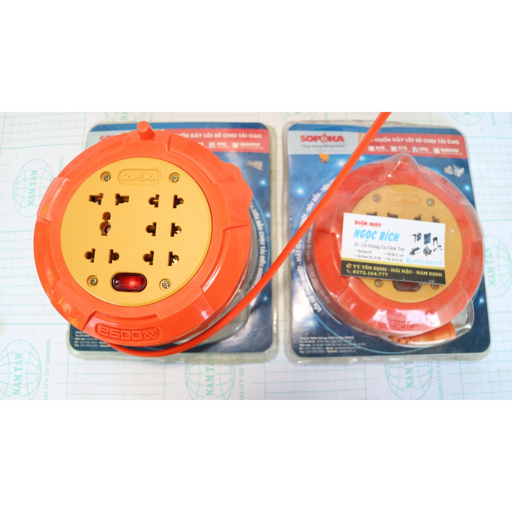 Ổ Cắm Điện Lõi sứ công suất cao ,chống cháy SOPOKA 2500w - Ổ Cắm Đa Năng Loại Quay , Cuốn Tròn
