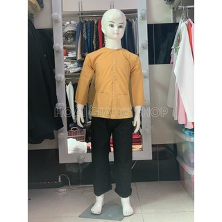 Hàng sẵn - Bộ bà ba bé trai màu vàng nghệ nam bộ chính hiệu. Đủ Size, đủ màu dễ chọn lựa.