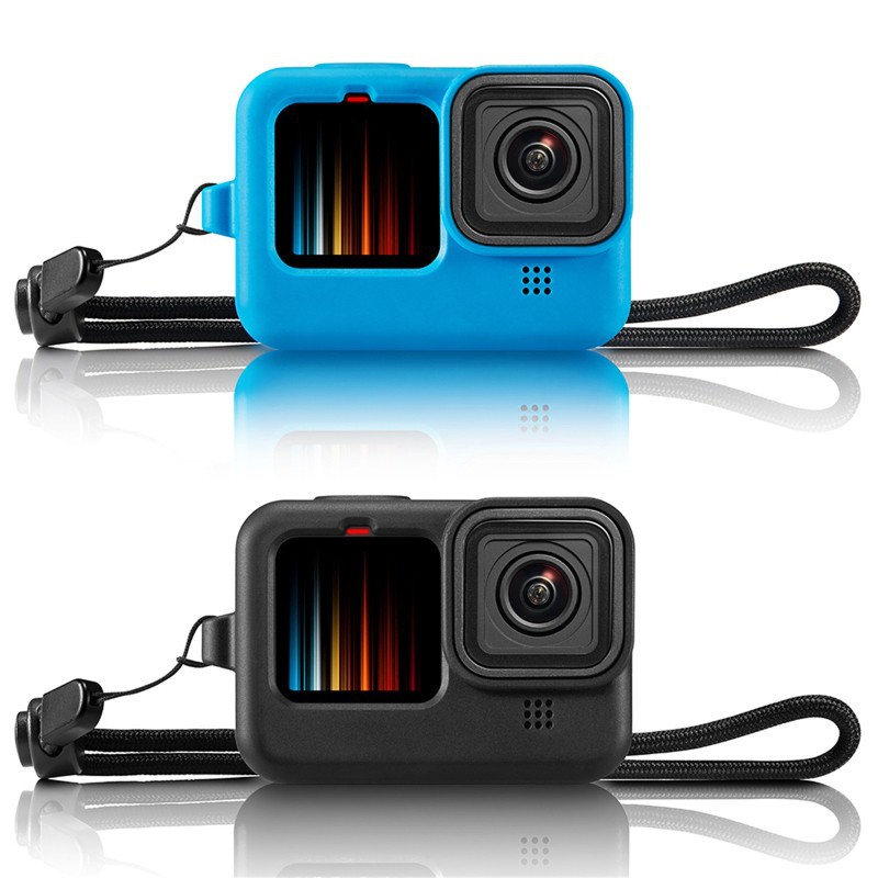 Vỏ silicon bảo vệ chống rơi vỡ với nắp đậy ống kính/ dây đeo cho máy ảnh Gopro Hero 9 Black