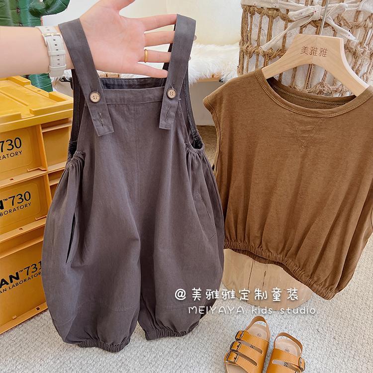 Quần Yếm Ngắn 5 Lớp Cài Nút Phong Cách Hàn Quốc Thời Trang Mùa Hè Cho Bé Gái