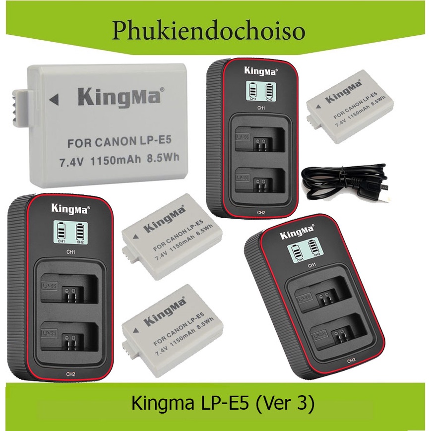 Pin sạc Kingma Ver 3 cho Canon LP-E5 (Sạc nhanh - Cổng Type C)