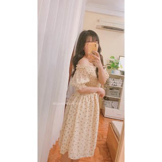 Ảnh thật - Váy chiffon in hoa floral Hanami be bánh bèo nữ tính ngọt ngào