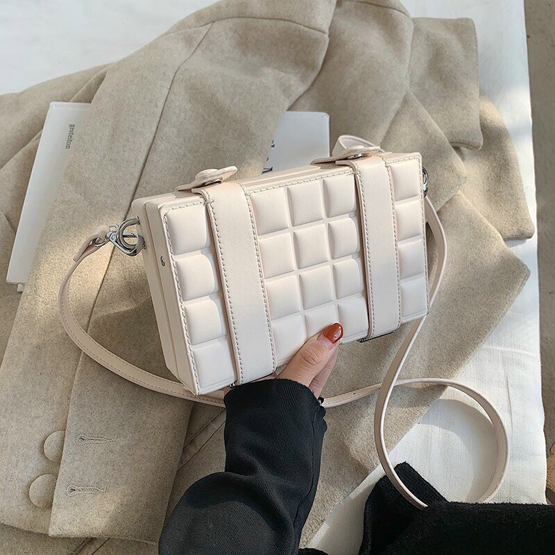 Túi đeo chéo unisex da trám ô vuông kiểu dáng basic cực thời trang 1063