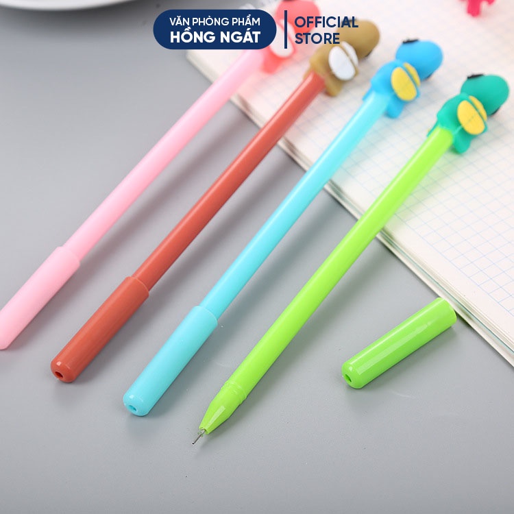 Bút bi cute hình khủng long, bút bi nước mực gel đen ngòi 0.5mm nhiều màu dễ thương đồ dùng học tập B07
