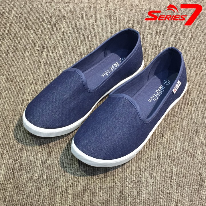 Giày Slip on nữ mũi tròn búp bê siêu êm chân chuyên dụng đi bộ chính hãng, chuẩn xuất khẩu EU màu xanh jeans | BigBuy360 - bigbuy360.vn