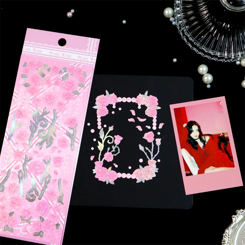 Miếng Dán Trang Trí Hình Hoa Hồng Màu Bạc Độc Đáo