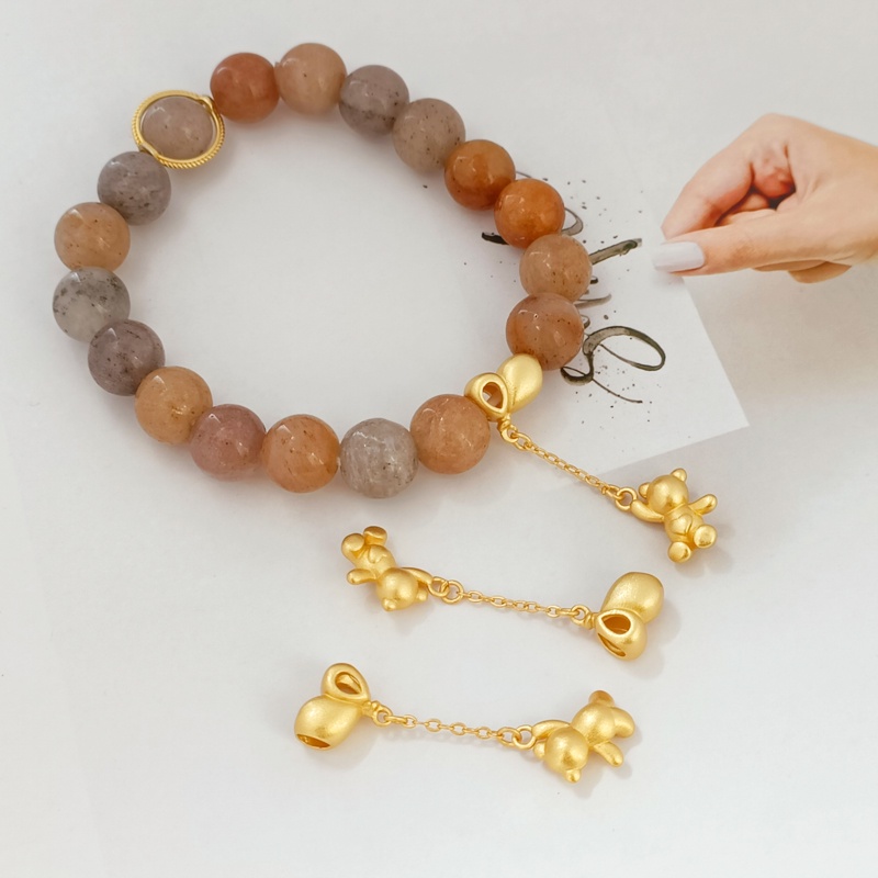 Chuỗi Hạt Xỏ Vòng Tay Hình Mặt Trăng/Thỏ/Cà Rốt Lỗ To Màu Vàng Kim Nhám 18K Chất Lượng Cao DIY