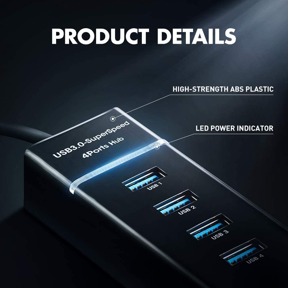 Bộ Chia 4 Cổng USB 2.0 3.0 Tốc Độ Cao Cho Máy Tính Bàn Mac Laptop Notebook