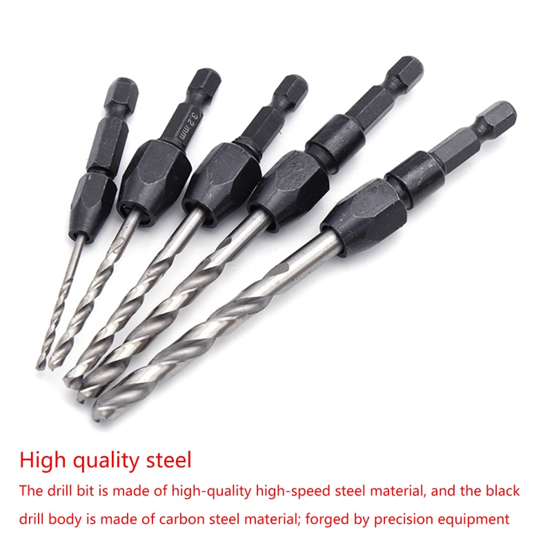 Bộ Mũi Khoan Xoắn 6 35mm 1 4 Mũi Lục Giác HSS Dành Cho Làm Gỗ 5 P