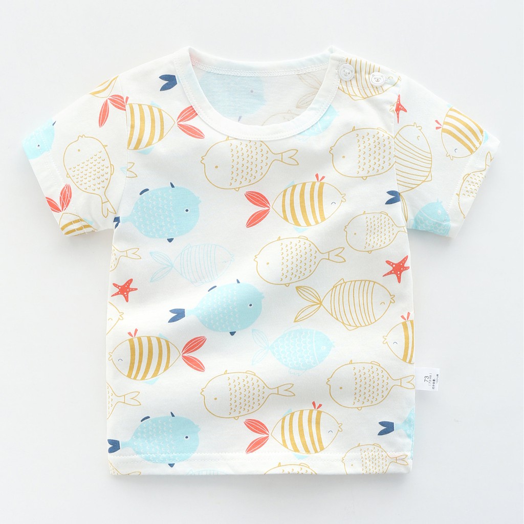 Áo Thun Cotton In Hình Trái Tim / Động Vật Hoạt Hình Dễ Thương Thời Trang Mùa Hè Cho Bé 1-5 Tuổi 2021