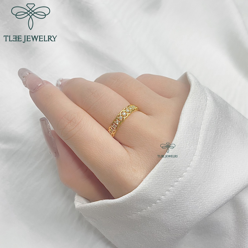 Nhẫn bạc nữ TLEE kim tiền mạ vàng 14k nạm đá xung quanh cao cấp TleeJewelry A0143