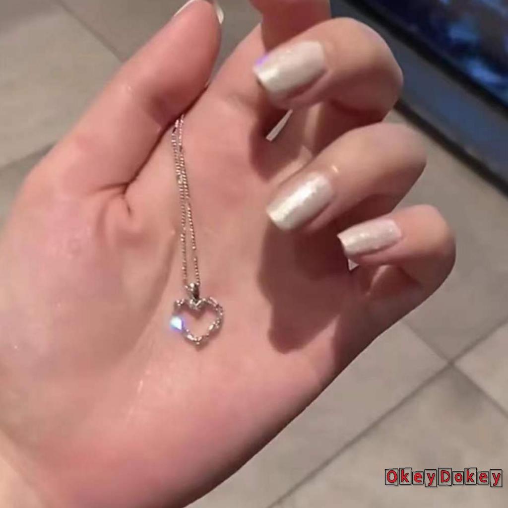 OKDK-Women Fashion Simple Style Necklace with Hollow Out Heart-shaped Pendant