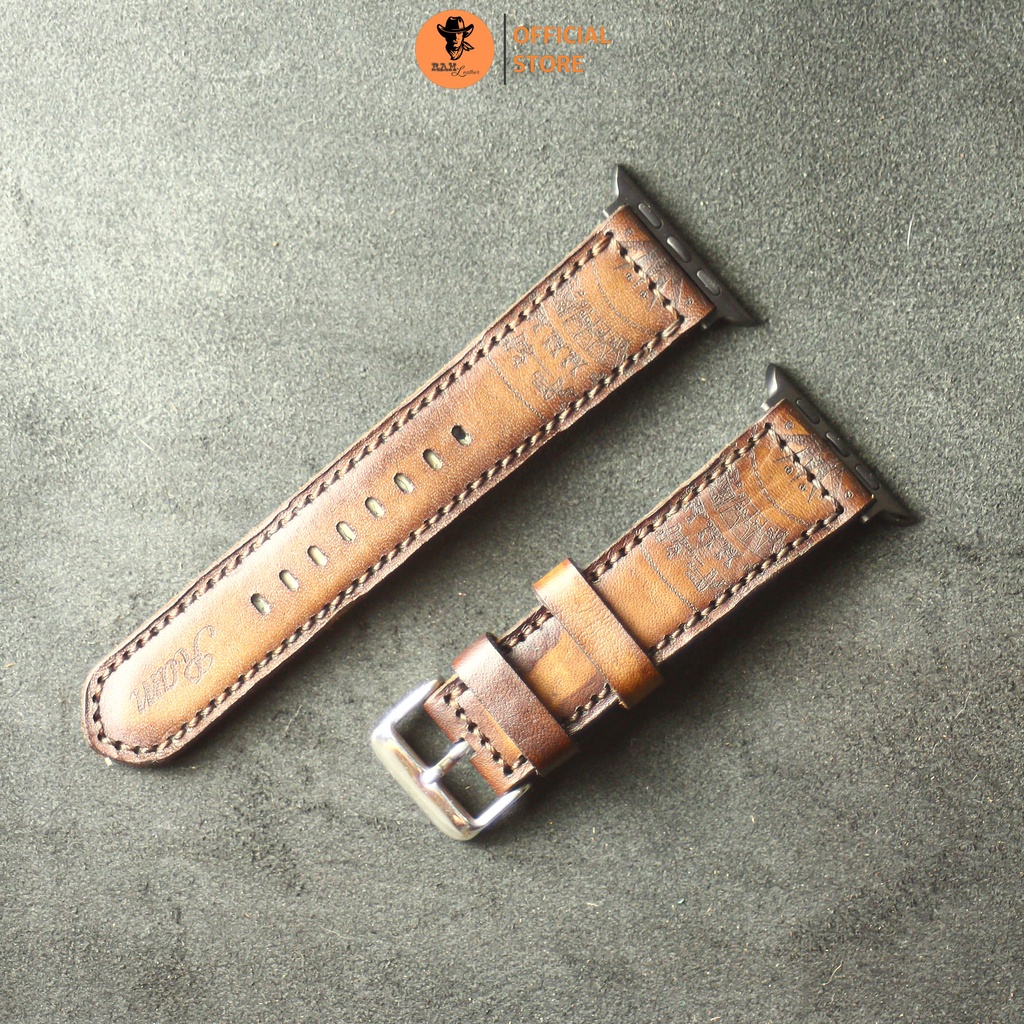 Dây đồng hồ trống đồng da bò vegtan màu socola - RAM Leather