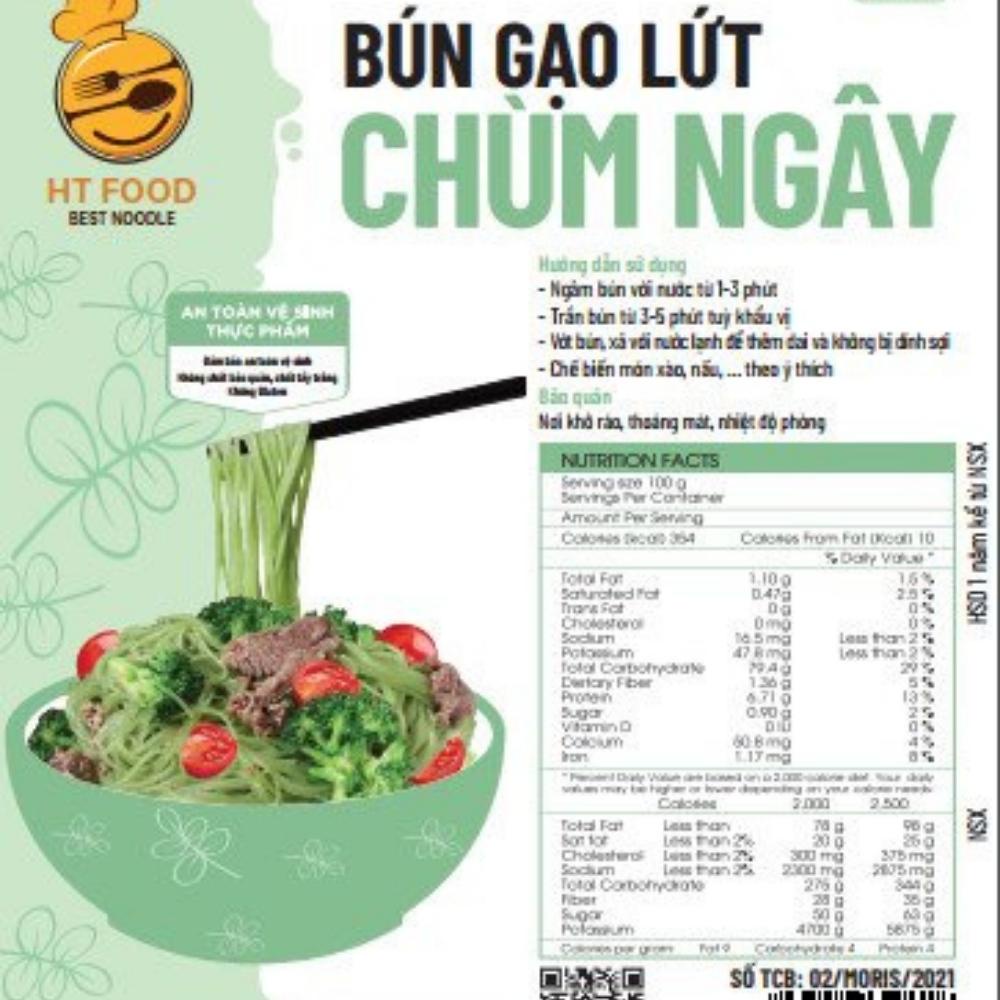 Mì gạo lứt rau củ, bún gạo lứt rau củ chùm ngây HT food 200gram nhiều Vitamin khoáng chất, KHÔNG hóa chất