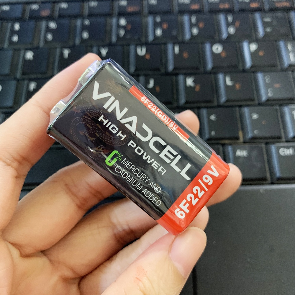 Hộp 10 viên Pin 9V Vinaxell Cacbon Chính Hãng - Pin than vuông cho micro không dây