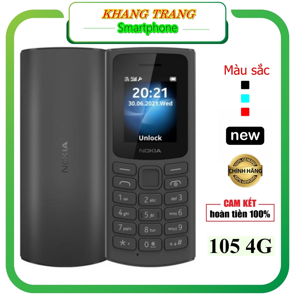 Nokia 105 4G, điện thoại nokia 105 4G 2022 nghe gọi bền bỉ, nổi bật với thiết kế đẹp khangtrang bảo hành 12 tháng