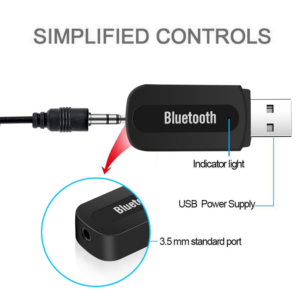 Usb Thu Tín Hiệu Âm Thanh Bluetooth Không Dây 3.5mm A2Dp Cho Điện Thoại / Máy Tính / Loa Mp3