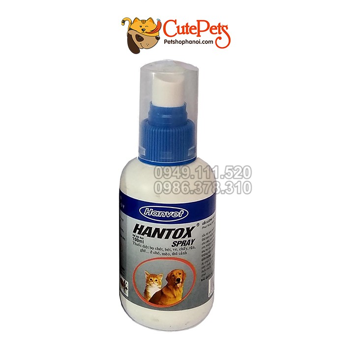 HANTOX SPRAY 100ml Diệt bọ chét,bét,ve,chấy,rận,ghẻ ở chó - CutePets