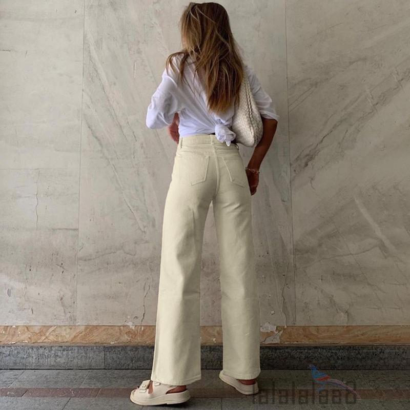 Quần jean nữ lưng cao ống đứng thời trang Hàn Quốc