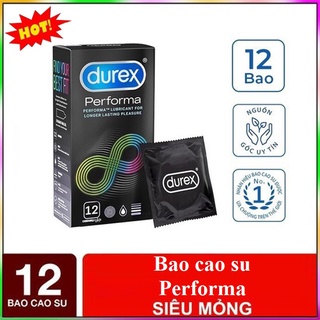 Bao cao su Durex Performa 12 bao - chống xuất tinh sớm lâu ra nhiều gel bôi trơn