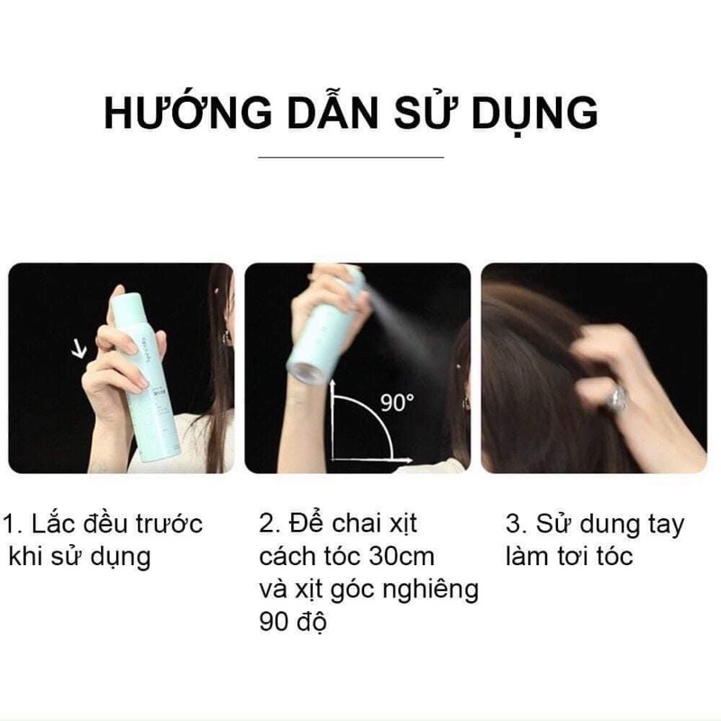 Dầu gội khô dạng xịt LIFUSHA, dầu gội đầu khô nữ không bết dính phồng tóc nội địa trung quốc