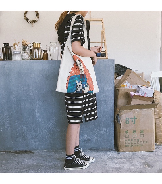 Túi Tote túi vải canvas cô gái tóc cam cực cool