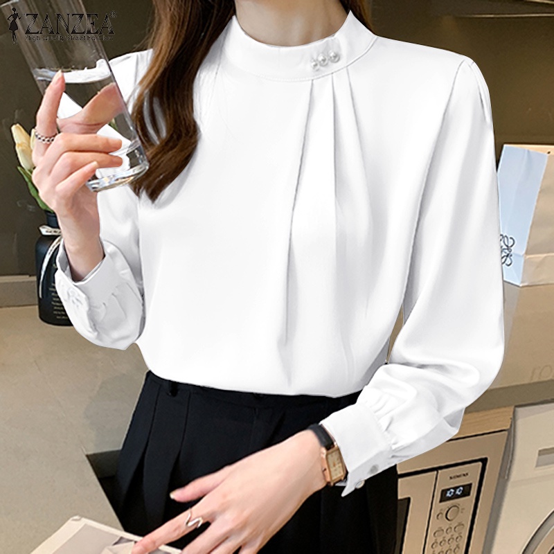 Áo sơ mi Zanzea dài tay cổ đứng cài nút thời trang thích hợp cho nữ