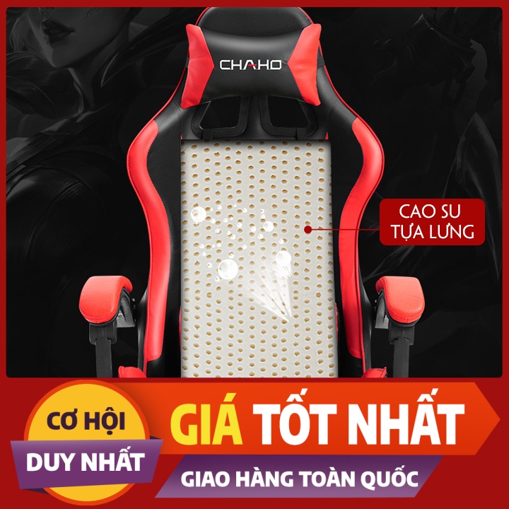 Ghế Game - Ghế Gaming Kèm Massage Lưng, Ghế Game Thiết Kế Tay Vịn Trợ Lực Chân 5 Cánh Tăng Sức Chịu Tải Và Ổn Định.