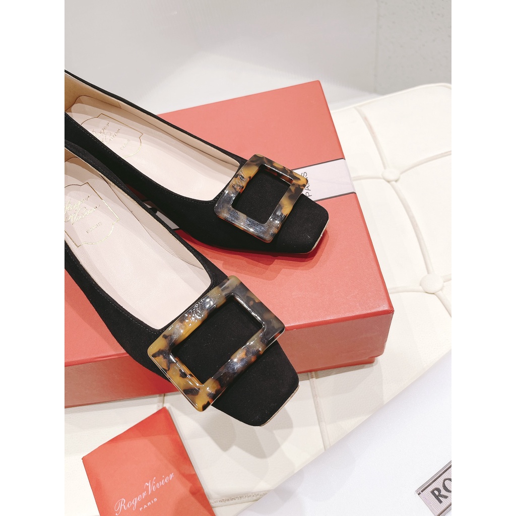 Giày cao gót nữ da thật thời trang cao cấp Roger Vivier thiết kế thanh lịch, sang trọng