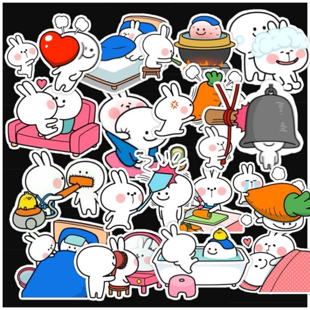 Bộ Sticker Rabbit Smile siêu cưng chống thấm cao cấp PHONG CÁCH