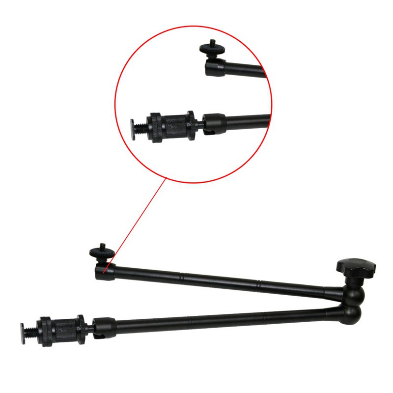 20Inch Adjustable Articulating Friction Magic Arm with Hot Shoe Mount for LED Light DSLR Rig LCD Monitor