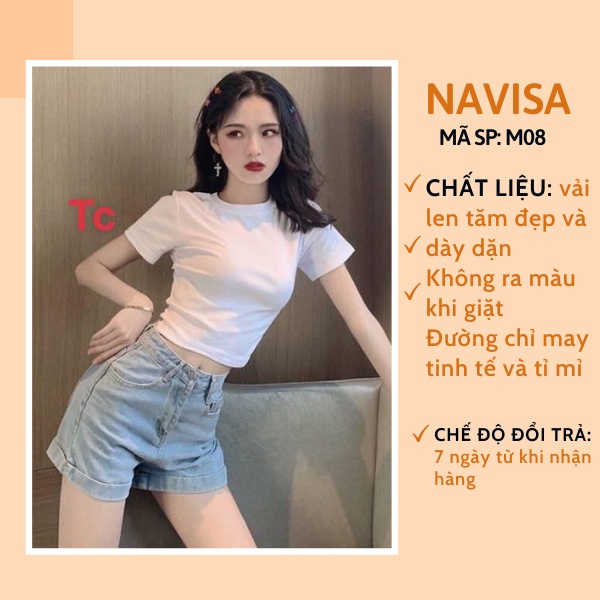Áo croptop nữ kiểu ôm bigsize cổ tròn thun body tập gym thể thao NAVISA M07