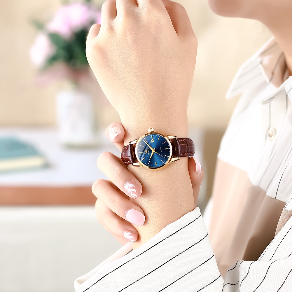 [HÀNG CHÍNH HÃNG]Đồng hồ nữ thương hiệu olevs,chống nước,chống xước,dạ quang ban đêm,dây da cao cấp thời trang,BH 12th